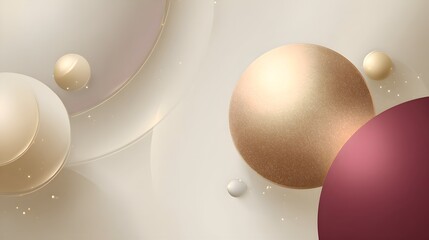Modern Abstract Cosmic Composition with Spherical Planet-Like Forms in Pink, Gold, and Navy on White Background — Trendy Minimal 3D Space-Inspired Design.
