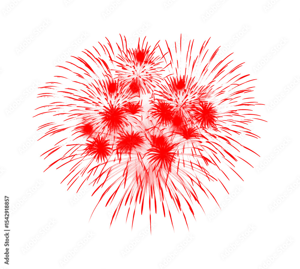 Poster intense red fireworks bursting on transparent background a bold and dynamic visual for energetic des