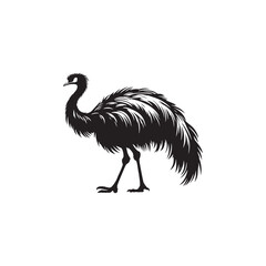 Fototapeta premium Elegant Rhea Vector Silhouette Illustration – Bold Ostrich-Like Bird with Graceful Stance, Minimalist Design Ideal for Grassland Themes, Animal Graphics, Educational Prints, and Rustic Artwork
