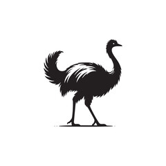 Elegant Rhea Vector Silhouette Illustration – Bold Ostrich-Like Bird with Graceful Stance, Minimalist Design Ideal for Grassland Themes, Animal Graphics, Educational Prints, and Rustic Artwork