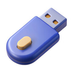 3d render of a blue usb flash drive isolated on transparent background