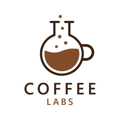 Lab coffee logo design with the concept of a lab tube with coffee beans vector