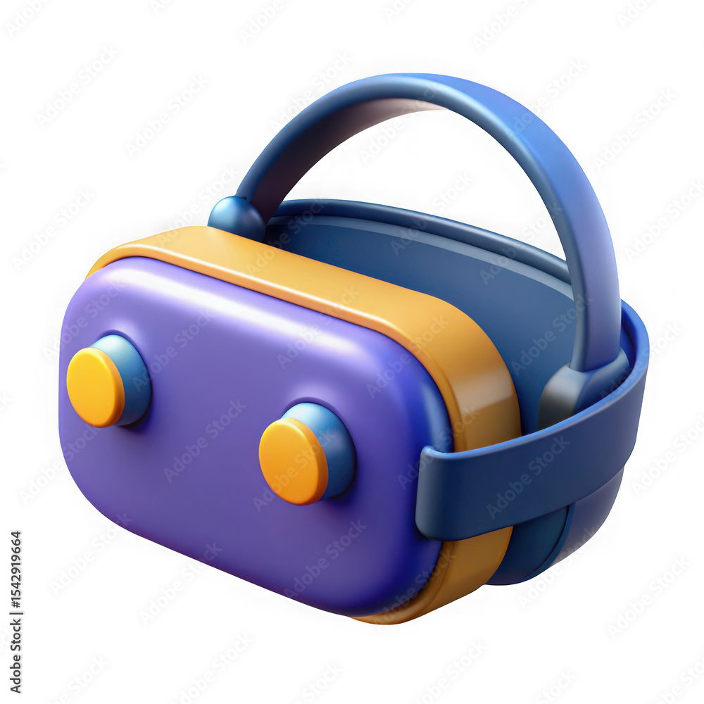 Poster stylized vr headset 3d render isolated on transparent background