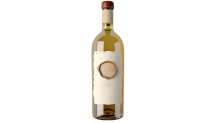 Elegant White Wine Bottle Mockup with Vintage Label Design Perfect for Branding and Advertisement