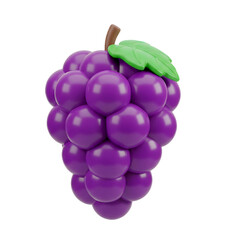 Purple grapes minimalist 3D rendering in a soft and smooth renderer