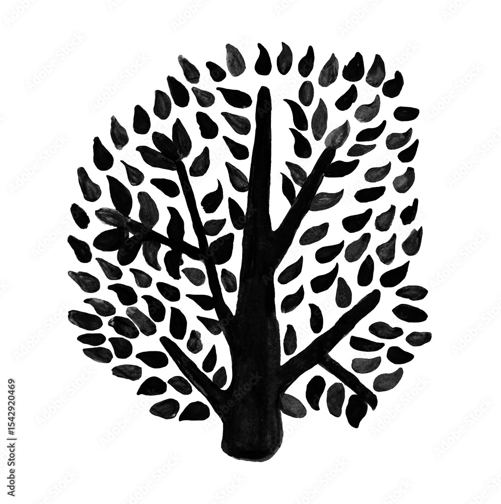 Poster abstract tree silhouette with dense foliage for artistic designs and nature-inspired projects unique