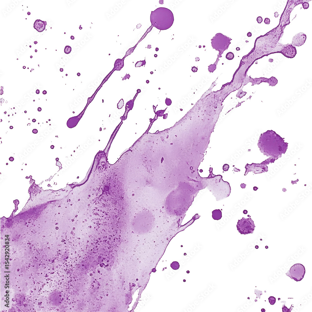 Poster purple stain creating abstract patterns on transparent background with varying intensities and shape
