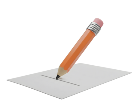 Classic yellow pencil on paper minimalist 3D rendering in a soft and smooth renderer