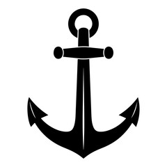 Nautical Anchor Icon Black Silhouette Vector Illustration for Maritime Designs, Nautical Themes, and Marine Projects
