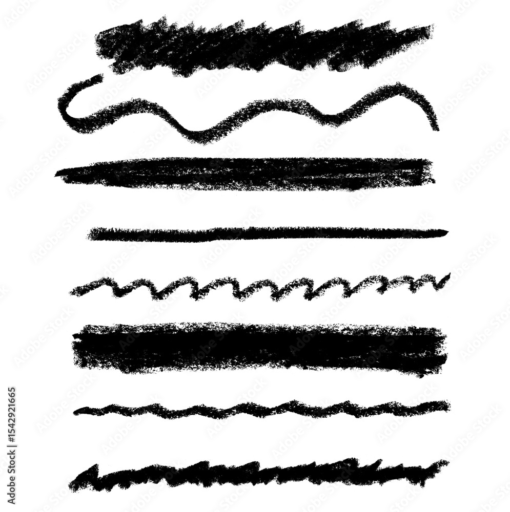 Aufkleber abstract charcoal brush strokes set hand drawn lines and curves for artistic design projects grunge 