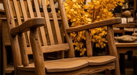 Rustic Wooden Rocking Chair with Natural Details