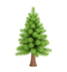 Pine tree minimalist 3D rendering in a soft and smooth renderer
