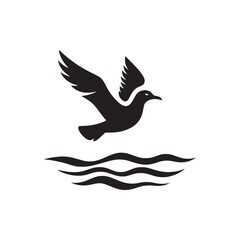 Elegant Seagull Vector Silhouette Design – Bold Marine Bird with Spread Wings and Sleek Form, Ideal for Seaside Graphics, Nature Prints, Harbor Signs, and Coastal Branding

