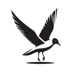 Elegant Seagull Vector Silhouette Design – Bold Marine Bird with Spread Wings and Sleek Form, Ideal for Seaside Graphics, Nature Prints, Harbor Signs, and Coastal Branding


