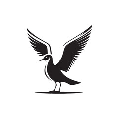 Soaring Seagull Silhouette Vector Art – Coastal Bird in Flight with Outstretched Wings, Minimal Black Outline Perfect for Nautical Themes, Beach Decor, and Ocean Wildlife Logos

