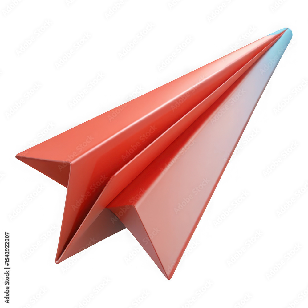Poster abstract red paper airplane design element isolated on transparent background