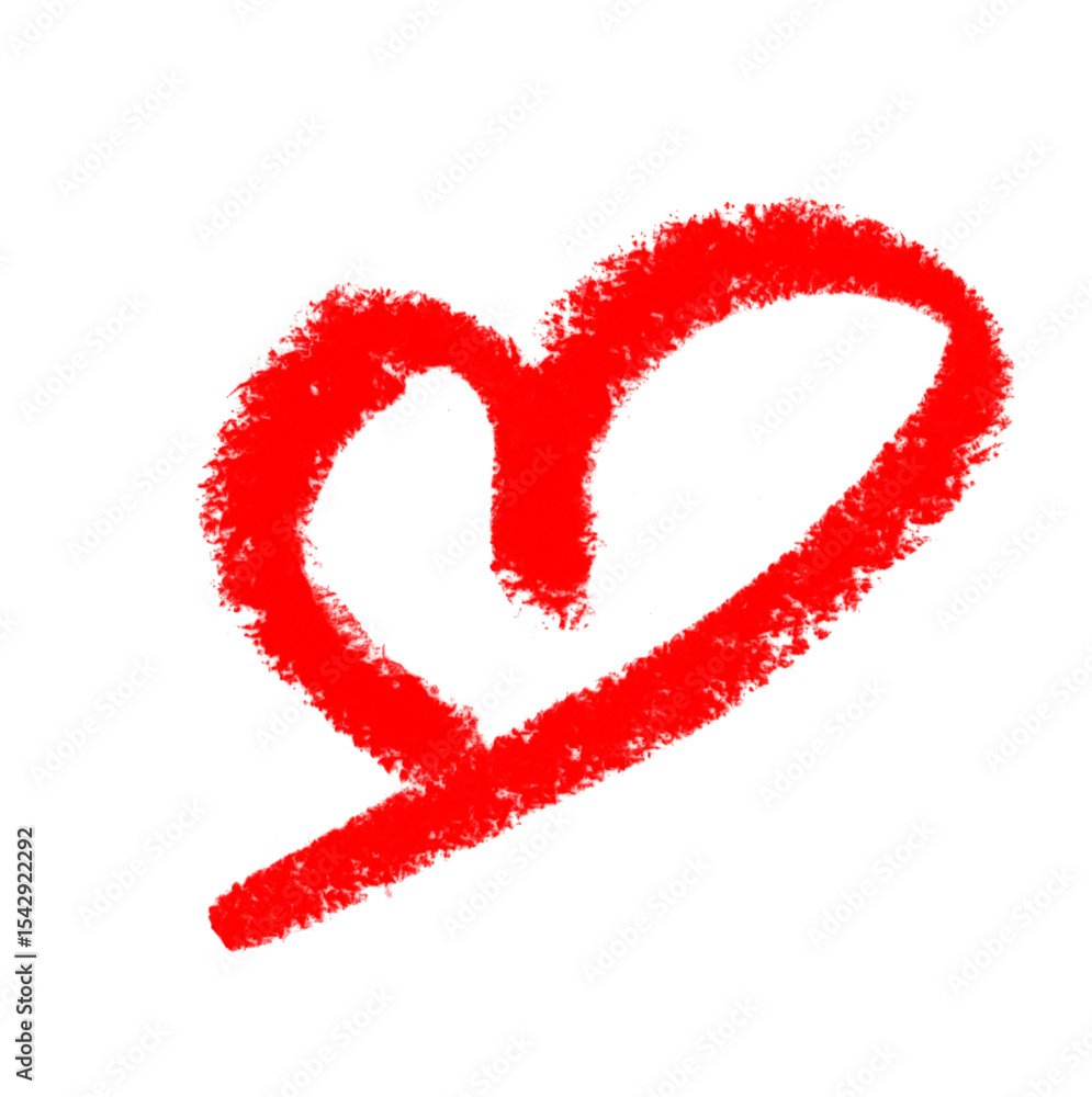 Poster red heart outline brushstroke on transparent background for digital designs and creative projects wi