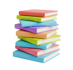 Stack of books minimalist 3D rendering in a soft and smooth renderer