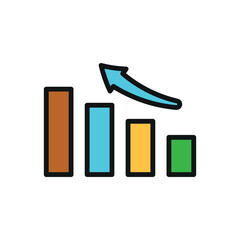 Pie graphic with colored slices enhances clarity in any business icon set.