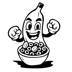 Banana breakfast handdrawn vector art