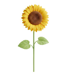 Sun flower minimalist 3D rendering in a soft and smooth renderer