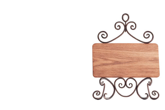 Wooden Sign, Ornate Metal Stand