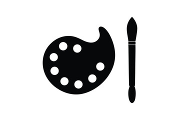 Silhouette art illustration of a paintbrush & a palette.eps