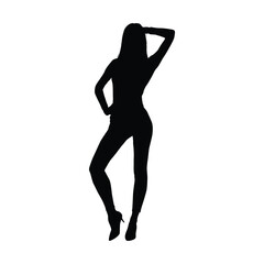 Silhouette of a Stylish Woman in a Dynamic Pose