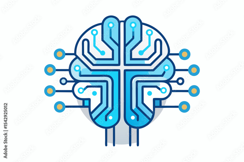Poster a stylized brain design featuring circuit lines ideal for technology branding logos websites and app