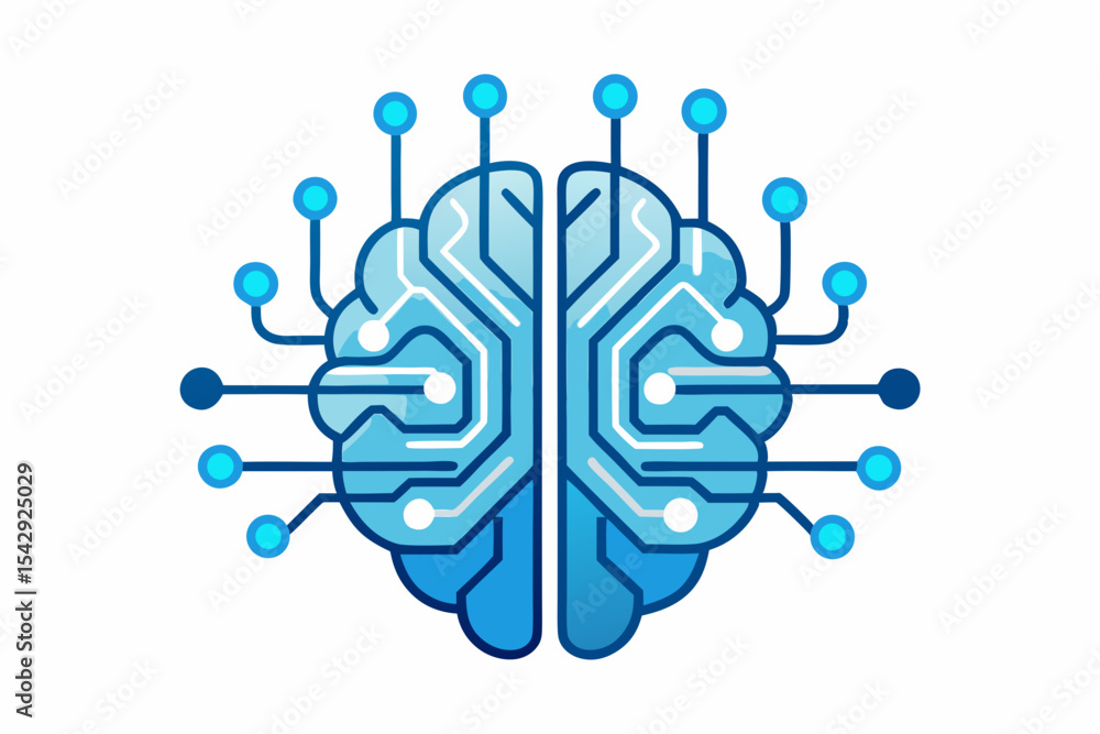 Poster a stylized brain circuit design perfect for technology branding or neural network logos neural ai br
