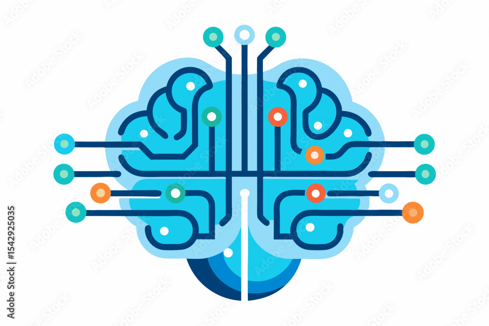 Poster a stylized brain design featuring interconnected circuits ideal for technology branding artificial i