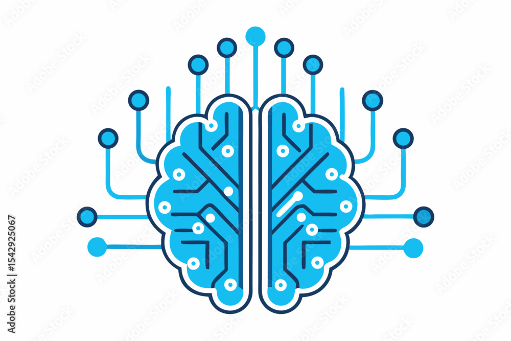 Poster a stylized brain design featuring circuit board patterns ideal for technology logos branding and ai 