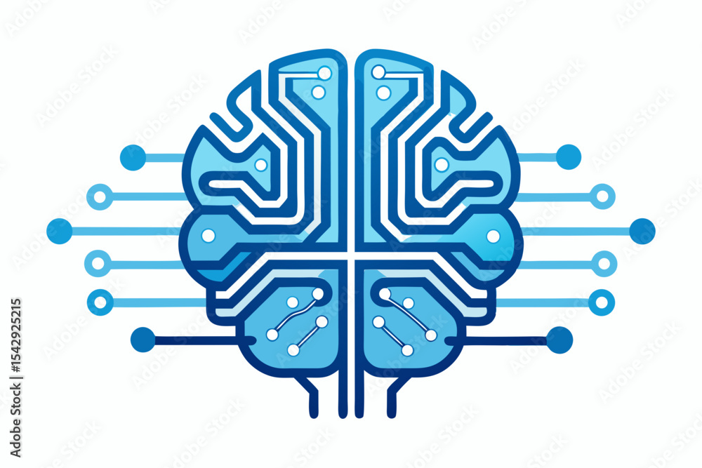 Poster abstract brain circuitry design perfect for technology branding and neural network logos