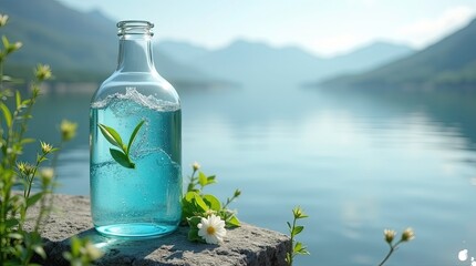 Obraz premium Glass Bottle That Gives Nature Life ai generative