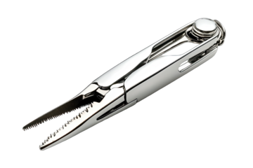 Compact, stainless steel pliers with serrated tips