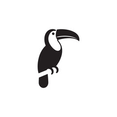 Tropical Toucan Silhouette Vector Art – Exotic Bird Design with Large Curved Beak, Minimal Black Outline Perfect for Jungle Wildlife Themes, Nature Logos, and Decorative Prints


