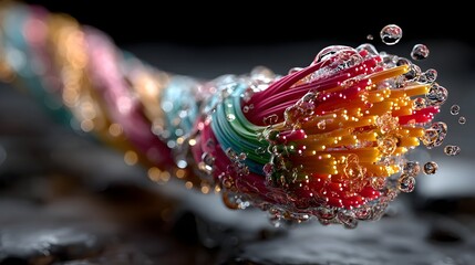 Colorful fiber optics underwater, dark background