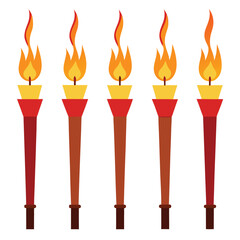 Torch set isolated on white background