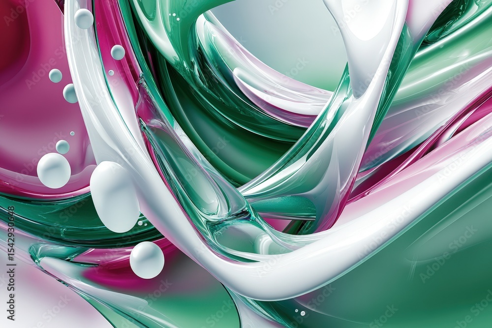 Poster abstract design with flowing colors and liquid forms.