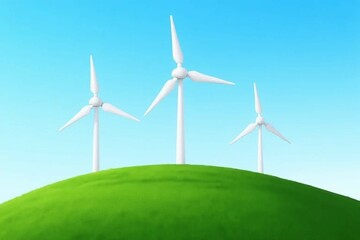 Fototapeta premium wind turbine on green field