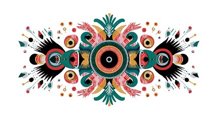 Symmetrical abstract modern design inspired from hungarian folk music, white background