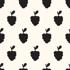 Grapes. Seamless pattern. Silhouette design. Vector hand drawn illustration.