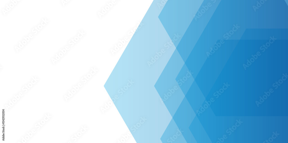 Poster abstract clean modern background with layered blue hexagons. smooth gradient from light blue to dark