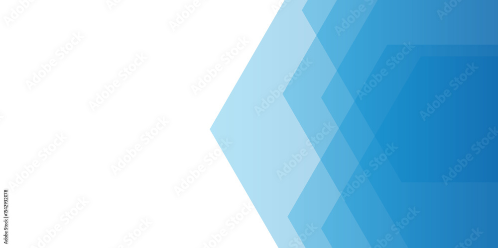 Poster abstract clean modern background with layered blue hexagons. smooth gradient from light blue to dark