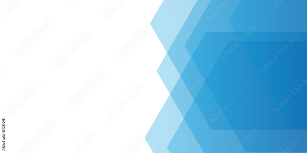 Poster abstract clean modern background with layered blue hexagons. smooth gradient from light blue to dark