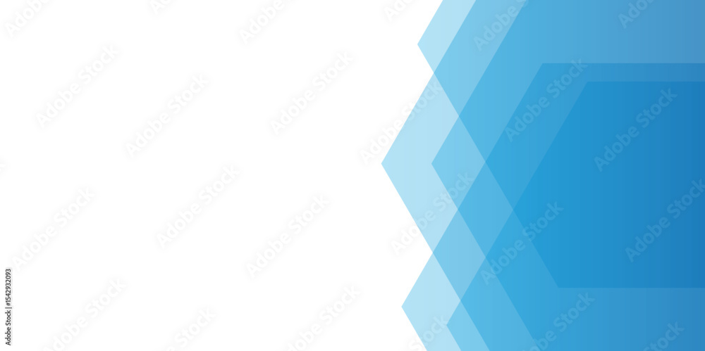 Poster abstract clean modern background with layered blue hexagons. smooth gradient from light blue to dark
