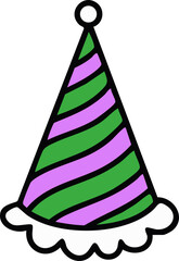 생일 파티 꼬깔 모자 라인드로잉 아이콘(birthday party line drawing icon)