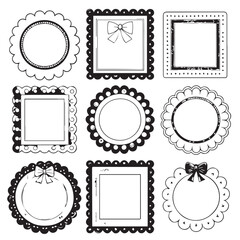 Set of nine decorative pink and red frames