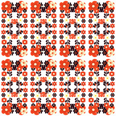 frame with flowers and leaves