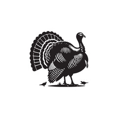 Rustic Wild Turkey Vector Silhouette Illustration – Striking Forest Bird in Profile with Distinct Feathers, Ideal for Wildlife Prints, Farm Logos, Country Artwork, and Outdoor Branding
